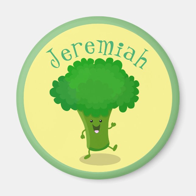 Cute-tecknaden med lustig dans broccoli magnet (Framsidan)