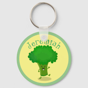 Cute-tecknaden med lustig dans broccoli nyckelring