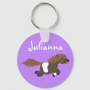 Cute-tecknaden Shetland pony Nyckelring