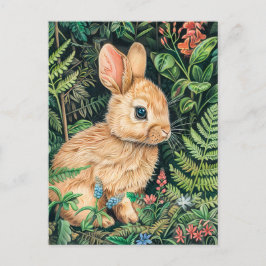 Cute teckning i en del av sitta på skogen golv vykort