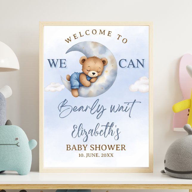 Cute Teddy Baby Shower for a Girl Poster (Skapare uppladdad)