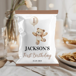 Cute Teddy Balloon Beary Birthday Chip Bag Wrapper Reklamblad