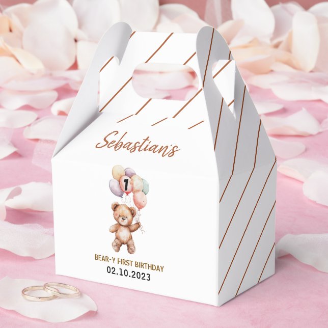 Cute Teddy Bear 1st Birthday | Sweet Bear  Presentaskar (Bröllop)