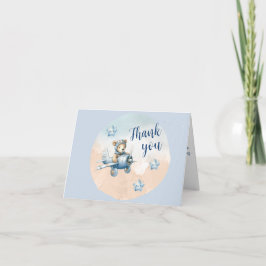 Cute Teddy Bear Aviator Baby Shower Thank You Card Tack Kort