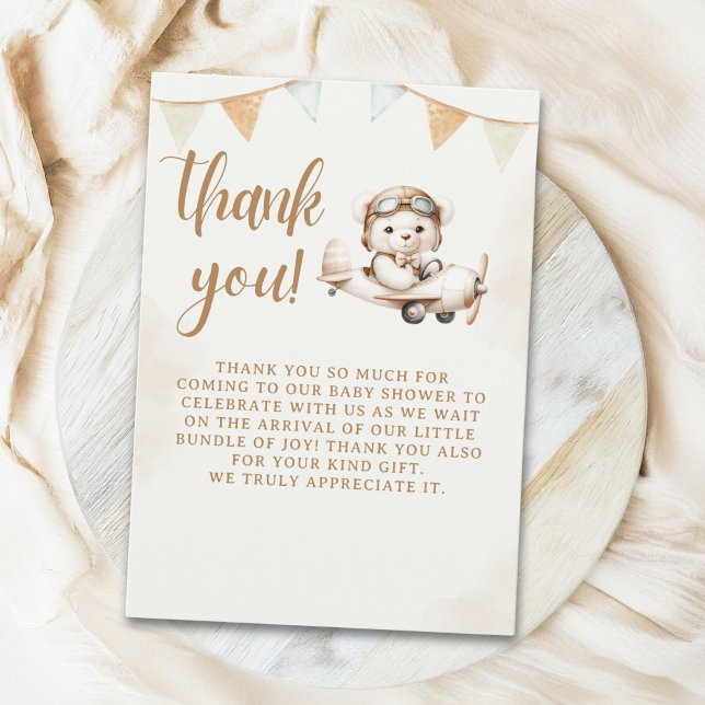 Cute Teddy Bear Baby Shower boy Tack Kort (Skapare uppladdad)