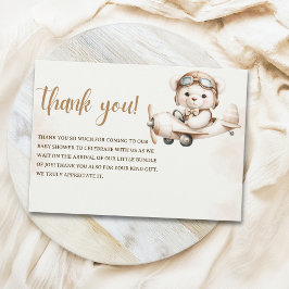 Cute Teddy Bear Baby Shower boy Tack Kort