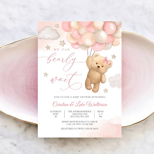 Cute Teddy Bear Baby Shower Invitation Inbjudningar (Skapare uppladdad)
