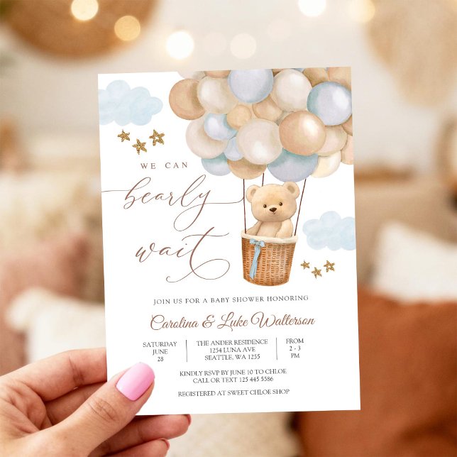 Cute Teddy Bear Baby Shower Invitation Inbjudningar (Skapare uppladdad)