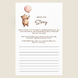 Cute Teddy Bear Baby Shower Story Writing Game Flygblad