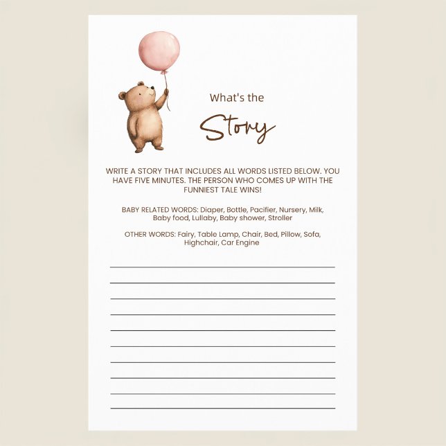 Cute Teddy Bear Baby Shower Story Writing Game Flygblad (Skapare uppladdad)