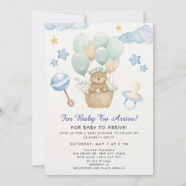 Cute Teddy Bear Balloon Theme Inbjudningar