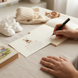 Cute Teddy Bear Books for Baby Shower Insert Card Tilläggskort