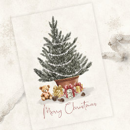 Cute Teddy Bear Christmas Tree Card Kort