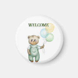 cute teddy bear green background magnet