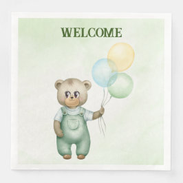 cute teddy bear green background pappersservett