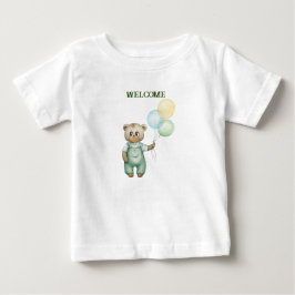 cute teddy bear green background t shirt