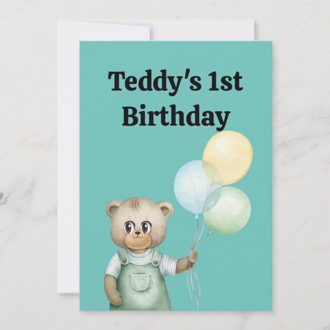 cute teddy bear green background tack kort (Framsida)