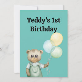 cute teddy bear green background tack kort
