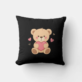 Cute Teddy Bear Holding Heart – love Kudde