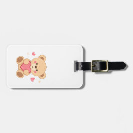 Cute Teddy Bear Holding Heart – Valentine Love Ill Bagagebricka