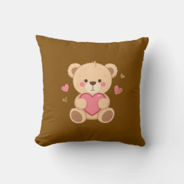 Cute Teddy Bear Holding Heart – Valentine Love Ill Kudde