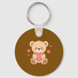Cute Teddy Bear Holding Heart – Valentine Love Ill Nyckelring