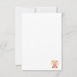 Cute Teddy Bear Holding Heart – Valentine Love Ill Tack Kort