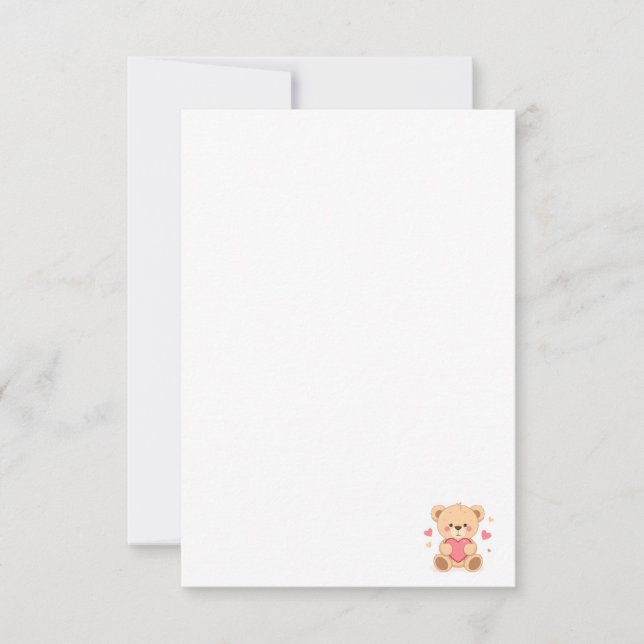 Cute Teddy Bear Holding Heart – Valentine Love Ill Tack Kort (Framsida)