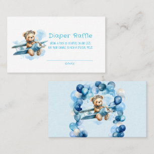 Cute Teddy Bear i ett flygplan Boy Diaper Raffle Visitkort