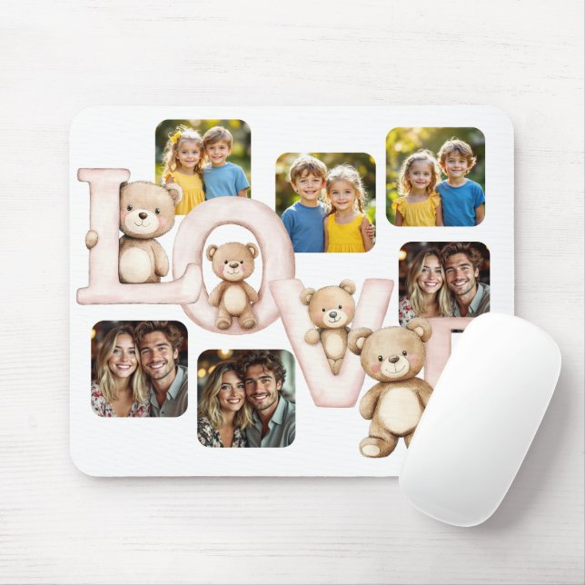 Cute Teddy Bear "LOVE" Photo Display Musmatta (Med mus)