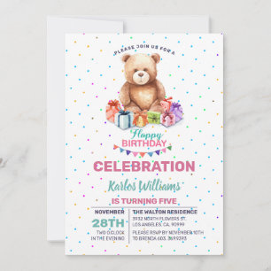 Cute Teddy-Bear med inslagna vattenfärger Julkort