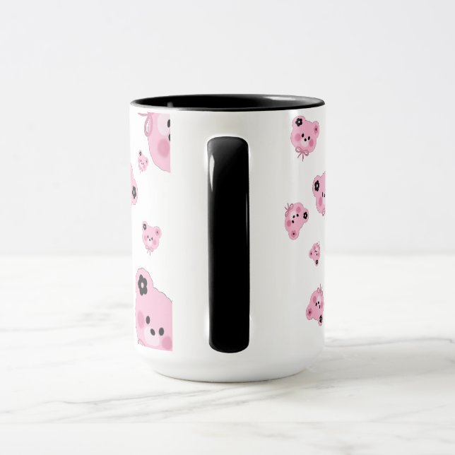 Cute Teddy Bear Mug – Pink & Black Coffee Cup Mugg (Handtag)