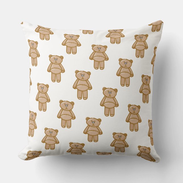 Cute Teddy Bear Pattern Kudde (Framsida)