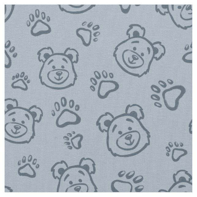 Cute Teddy Bear Paws Boho Boy Baby Kids Blue Tyg (Närbild)