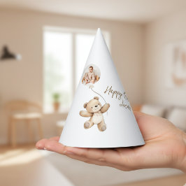 Cute Teddy Bear Photo Birthday Party Hat