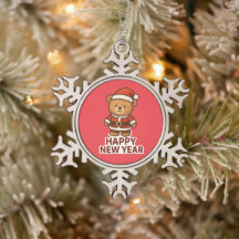 Cute Teddy Bear Santa Happy New Year Sticker