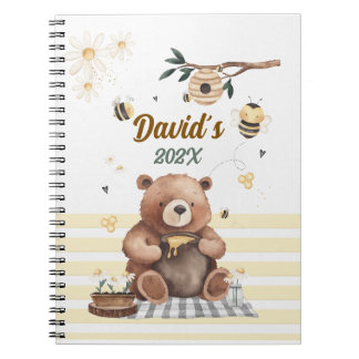  Cute teddy bear school notebook with jar of honey Anteckningsbok