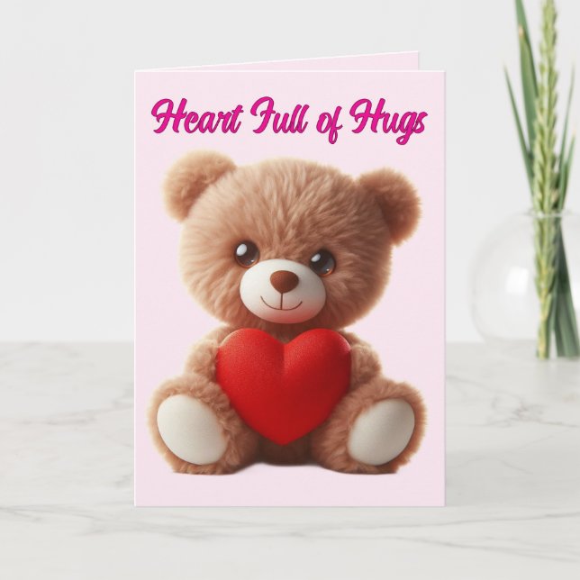 Cute Teddy Bear Valentine Helgkort (Framsida)