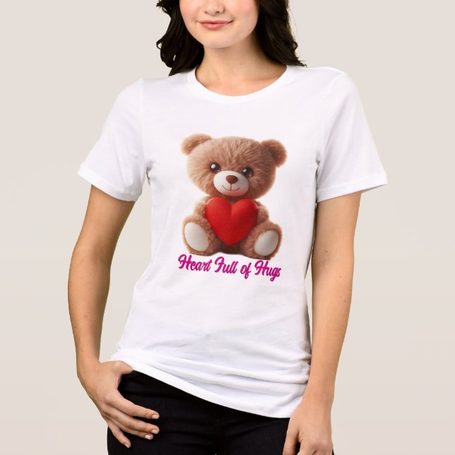 Cute Teddy Bear Valentine T Shirt (Framsida)