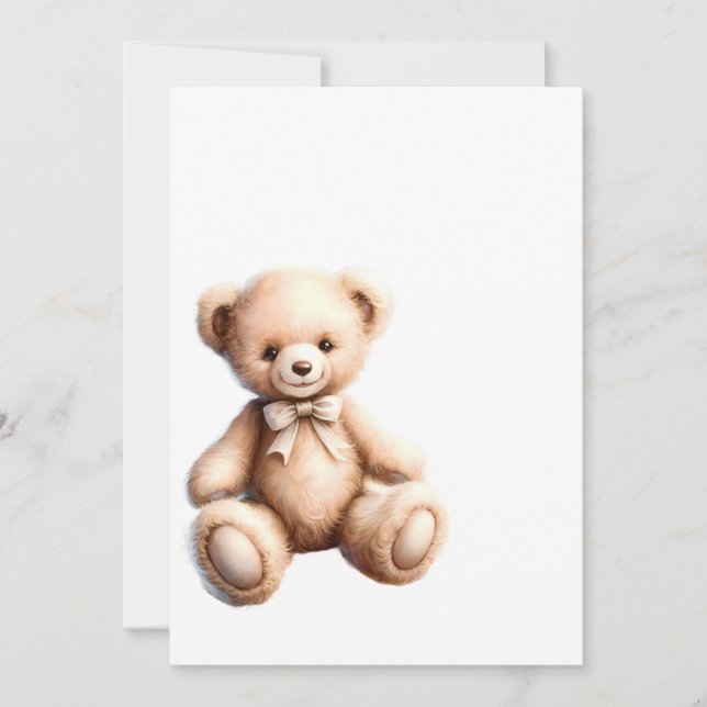 Cute Teddy Bear with Bow - Soft Plush Inbjudningar (Framsida)