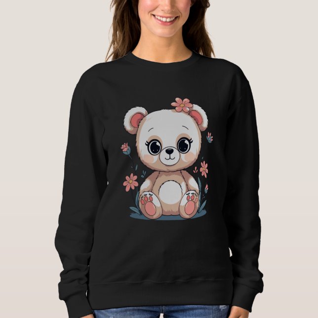 Cute Teddy Bear with Flowers Pastel Nursery T Shirt (Framsida)