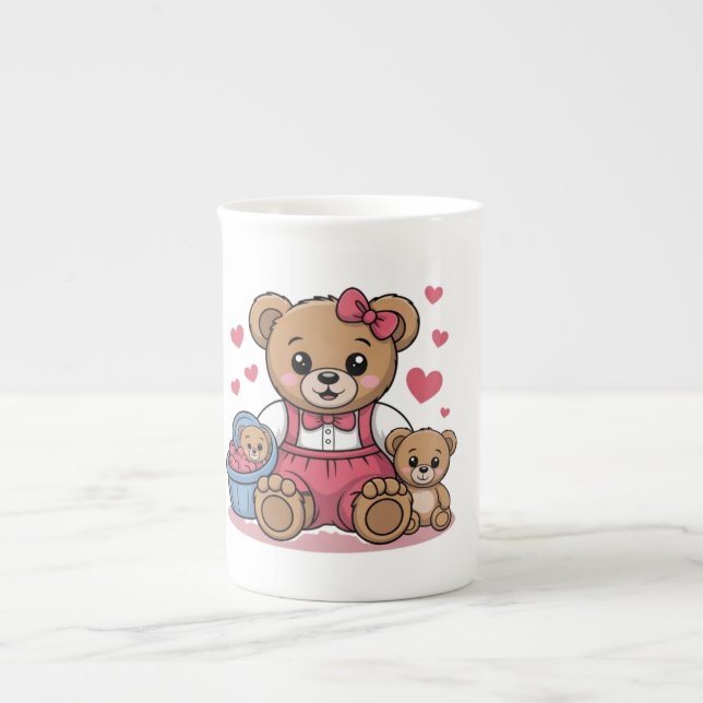 Cute Teddy Bears Family Design – Big & Small Bears Benporslin Mugg (Framsidan)