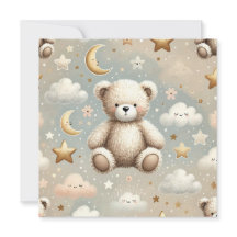 Cute Teddy Birth-annonsering eller inbjudan
