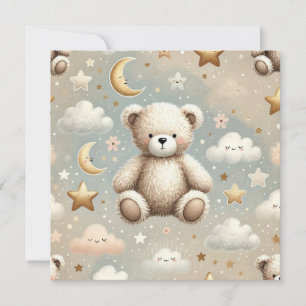Cute Teddy Birth-annonsering eller inbjudan