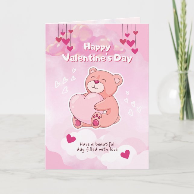 Cute Teddy Funny Valentine Card Helgkort (Framsida)