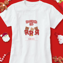 Cute Teddy Merry & Bright Klubb jul Pajamas T Shirt