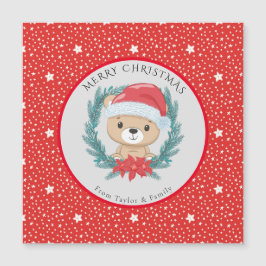 Cute Teddy Red and White Stars God jul