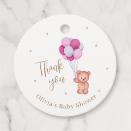 Cute Teddy Rosa Balloon Tack Baby Shower Gåvor Etiketter