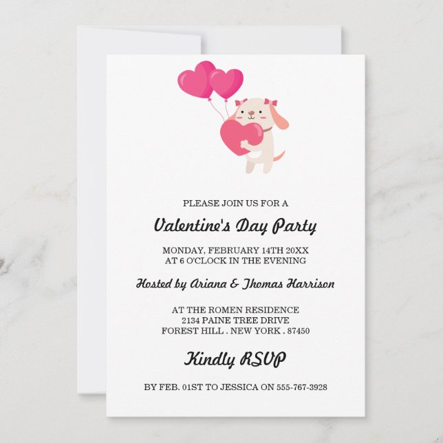 Cute Teddy Valentine Day - tackkort Inbjudningar (Framsida)