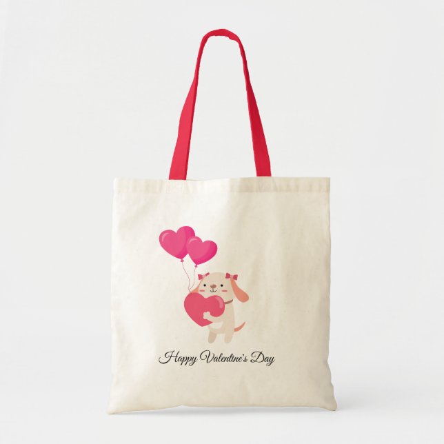 Cute Teddy Valentine Day Tote bags Tygkasse (Framsidan)